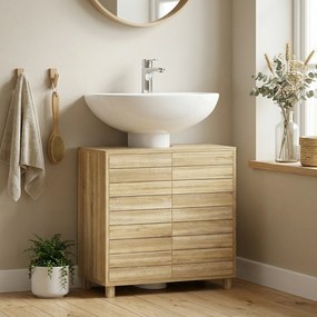 HOMCOM Dulap Sub Lavoar, Baie cu Raft Reglabil, Design Push-to-Open | Aosom Romania