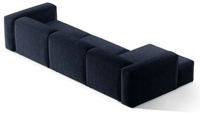 Colțar albastru închis cu tapițerie din catifea reiată (cu colț pe partea stângă/cu șezlong) Bergamo – Cosmopolitan Design