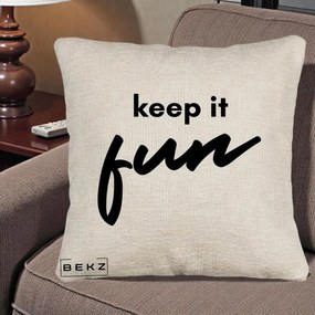 Perna Decorativa Keep It Fun, 40x40 cm, Bej Canapea, Husa Detasabila, Perna Inclusa, BEKZ®