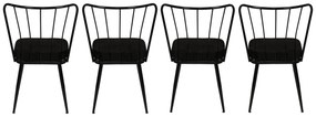 Set 4 scaune haaus Yıldız, Negru, textil, picioare metalice