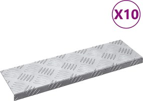 vidaXL Trepte Dreptunghiular 10 pcs Argintiu 60 x 18 x 2,5 cm Aluminiu