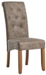Set de 2 scaune CASA din microfibra taupe si picioare din lemn