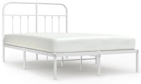 352624 vidaXL Cadru de pat metalic cu tăblie, alb, 120x190 cm