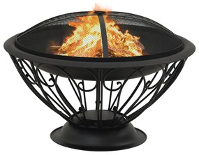 Vatra de foc cu vatrai, 75 cm, otel, XXL