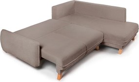 Colțar taupe extensibil/cu spațiu de depozitare cu tapițerie din catifea reiată (cu colț pe partea stângă/în formă de ”L”) Tori – Bonami Selection
