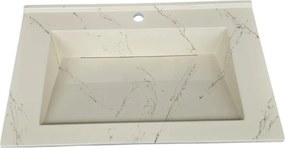 Lavoar(chiuveta) baie compozit granit, cu sifon ascuns, HouseXL LuxMarble, 71x47 cm, montaj pe blat sau masca, antibacterian, aspect marmurat