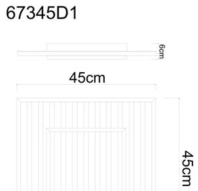 Plafoniera LED riflaj MDF cu efect de lemn WOODY 45x45cm