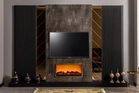 Unitate de perete cu semineu decorativ viva (310/210 cm)