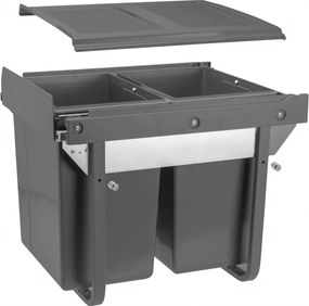 Cos gunoi incorporabil GTV Practi Eco, colectare selectiva, pentru corp de 450 mm, gri antracit, 2 x 20 l Gri antracit, Plastic, L:415 mm; A:500 mm;
