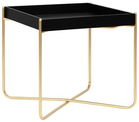 Masa laterala, negru si auriu, 38x38x38,5 cm, MDF