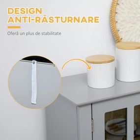 HOMCOM Bufet pentru bucatarie, Mobilier din lemn, dulap de bucatarie in stil clasic, Gri, 68x39.5x170cm | Aosom Romania