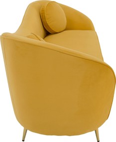 Canapea cu 3 locuri de design, ţesătură Velvet galbenă/gold crom auriu, EZIO TYP 3