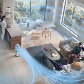 Purificator de aer 2in1 Dyson Purifier Hot+Cool HP1 544826-01, Incalzire/Racire, 50 W, 30 m2, 287 l/s, 10 viteze, Air Multiplier™, Wi-Fi, Bluetooth, Oscilatie, Alb/Argintiu