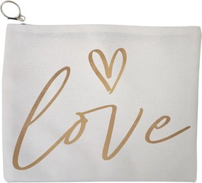 Portfard Cosmetice tip Plic, model Love 2, 23x18 cm, Alb, BEKZ®