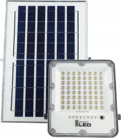 Proiector solar LED reglabil, 50 W, 3,2 V, 5000 K, 6000 mAh, IP65, negru + telecomandă