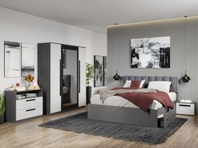 Set mobila dormitor complet Alb/Gri antracit Oasis C02
