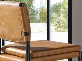 Scaun de bar tapitat cu piele naturala Brown