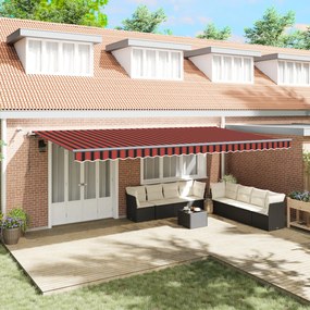 vidaXL Marchiză Retractabilă Automată cu LED Portocalie și Maro 600x300 cm