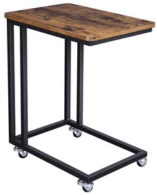 Măsuță laterală mobilă ELDUR, maro/neagră