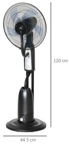 Ventilator Oscilant HOMCOM, Nebulizator 3 moduri, Ф44.5x120cm Negru | Aosom Romania