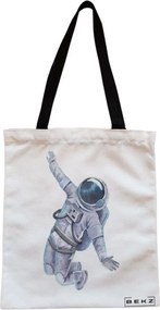 Sacosa de Panza pentru Cumparaturi, Geanta Tote, model Astronaut, Cu fermoar, 38x34.5 cm, Alba, BEKZ®