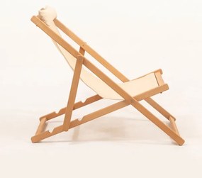 Șezlong de grădină bej/carpen