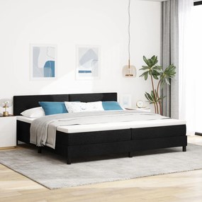 vidaXL Pat Box Spring cu Saltea Negru 200x200 cm Fabric