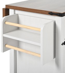 Insulă de bucătărie cu blat rabatabil, Alb | Aosom Romania