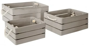 Set 3 ladite Amaury, lemn, gri, 23.5 x 17 x H 11 cm, 29 x 21 x H 13 cm, 35 x 25 x H 15 cm