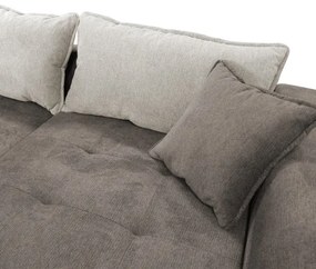 Colțar extensibil LAGOA, formă în L, cu spațiu de depozitare, pe partea dreaptă, taupe/gri