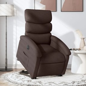 vidaXL Fotoliu electric rabatabil cu ridicare, maro închis, textil