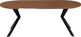 Masă de sufragerie extensibilă, stejar închis/negru, 100-250x75,5 cm, LUKOS
