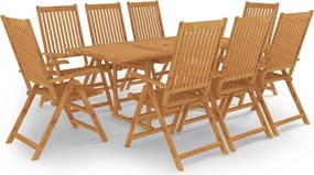 vidaXL Set mobilier de grădină, 9 piese, lemn masiv de tec