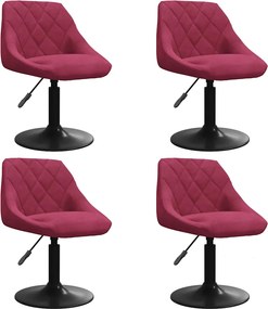 vidaXL Scaune de masă pivotante, 4 buc., roșu vin, catifea