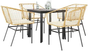 vidaXL Set mobilier de grădină cu perne 5 piese maro sticlă polirattan