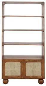 Etajera, maro, din lemn de acacia si rattan, Oasis