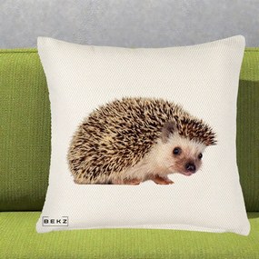 Perna Decorativa Arici Fotorealist, 40x40 cm, Crem Reliefat, Husa Detasabila, Perna Inclusa, BEKZ®