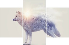 Tablou - Lupul arctic oglindit în peisaj sălbatic (90x60 cm)
