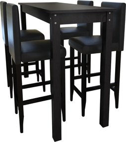 vidaXL Masă de bar cu 4 scaune de bar, negru