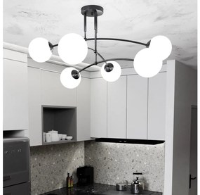 Lustră pe tijă PREGOS 6xE14/10W/230V negru/alb