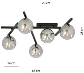 Plafonieră SMART 5xE14/10W/230V negru/gri