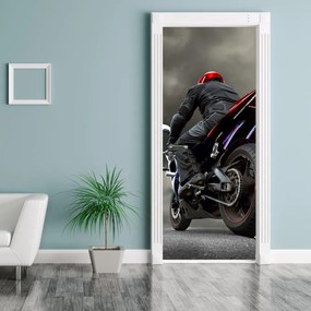 Fototapeta pentru ușă - motociclistul (95x205cm)