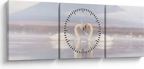 Tablou - Lebede îndrăgostite (cu ceas) (90x30 cm)