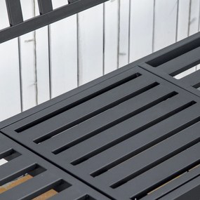 Bancă de Grădină Outsunny din Metal cu Măsuță Centrală Retractabilă, Bancă Loveseat pentru Terasă cu Șezut și Spătar cu Șipci, pentru 2–3 Persoane, Neagră | Aosom Romania