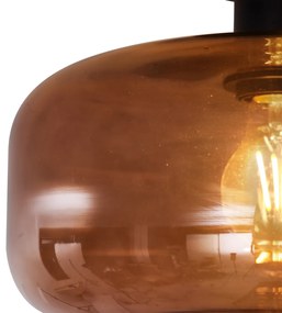 Plafonieră retro neagră cu sticlă bronz - Bizle