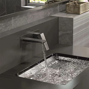 Baterie lavoar incastrata Inter Ceramic Elinor monocomanda gri-mat Gun Gray cu corp ingropat