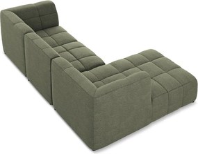 Colțar verde cu tapițerie din țesătură bouclé (cu colț pe partea stângă/cu șezlong) Aloha – Makamii