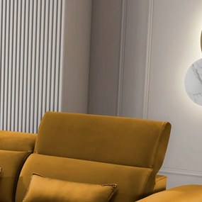 Colțar galben extensibil/cu spațiu de depozitare cu tapițerie din catifea (cu colț pe partea stângă/cu șezlong) Foble – ELTAP