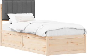 vidaXL Cadru de pat cu tăblie tapițată Gri închis 80 x 200 cm