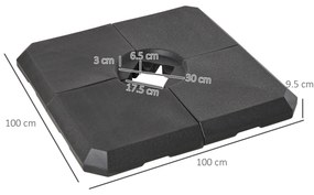 Outsunny Bază de Umbrelă cu Brat Modulară, Se Umple cu Apă/Nisip, pentru Umbrele cu Bază în Formă de Cruce, Negru, 100x100cm | Aosom Romania